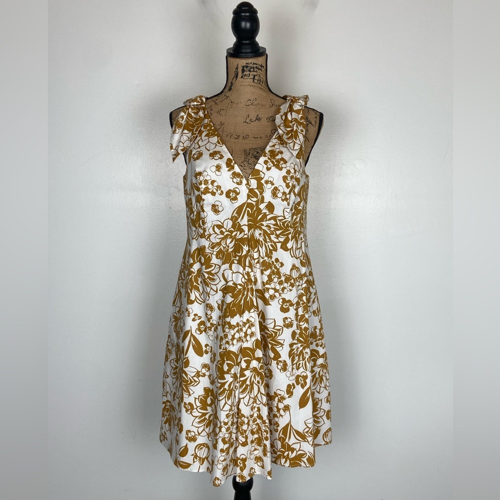 Eliza J Floral‎ Midi Dress Size 10 Pleaded Fit & Flare Side Pocket Cotton Bow